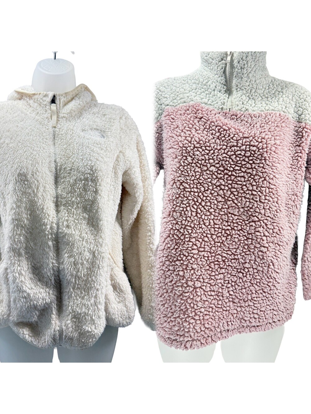 North Face & Fantastic Fawn Youth Girls Large Sherpa Fleece Pullovers 2 pc Lot